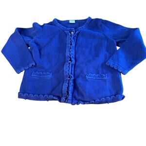Janie and Jack dark navy‎ blue button scalloped toddler cardigan sweater SIZE 2T
